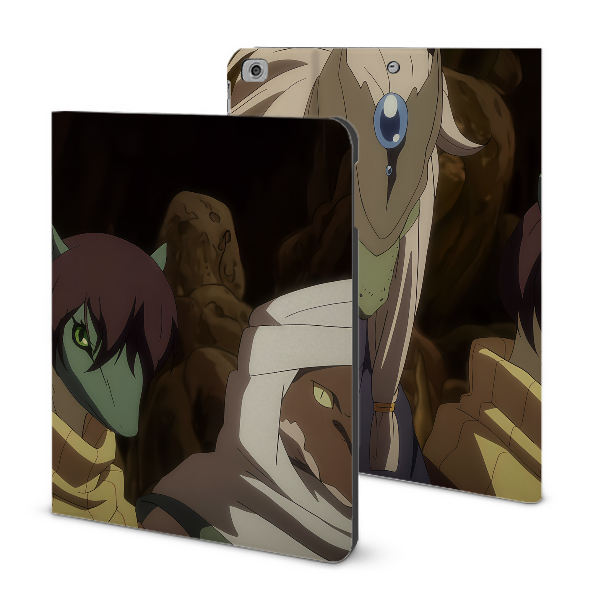 （画像用） 転スラ Regarding Reincarnated to Slime IPad ケース ブック型 PUレザー TPU 耐衝撃 軽量 薄型 ペン収納なし 全面保護 IPad 各モデル対応